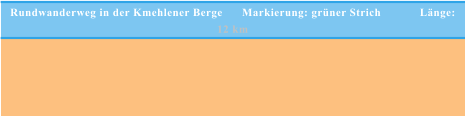 Rundwanderweg in der Kmehlener Berge      Markierung: grüner Strich            Länge: 12 km